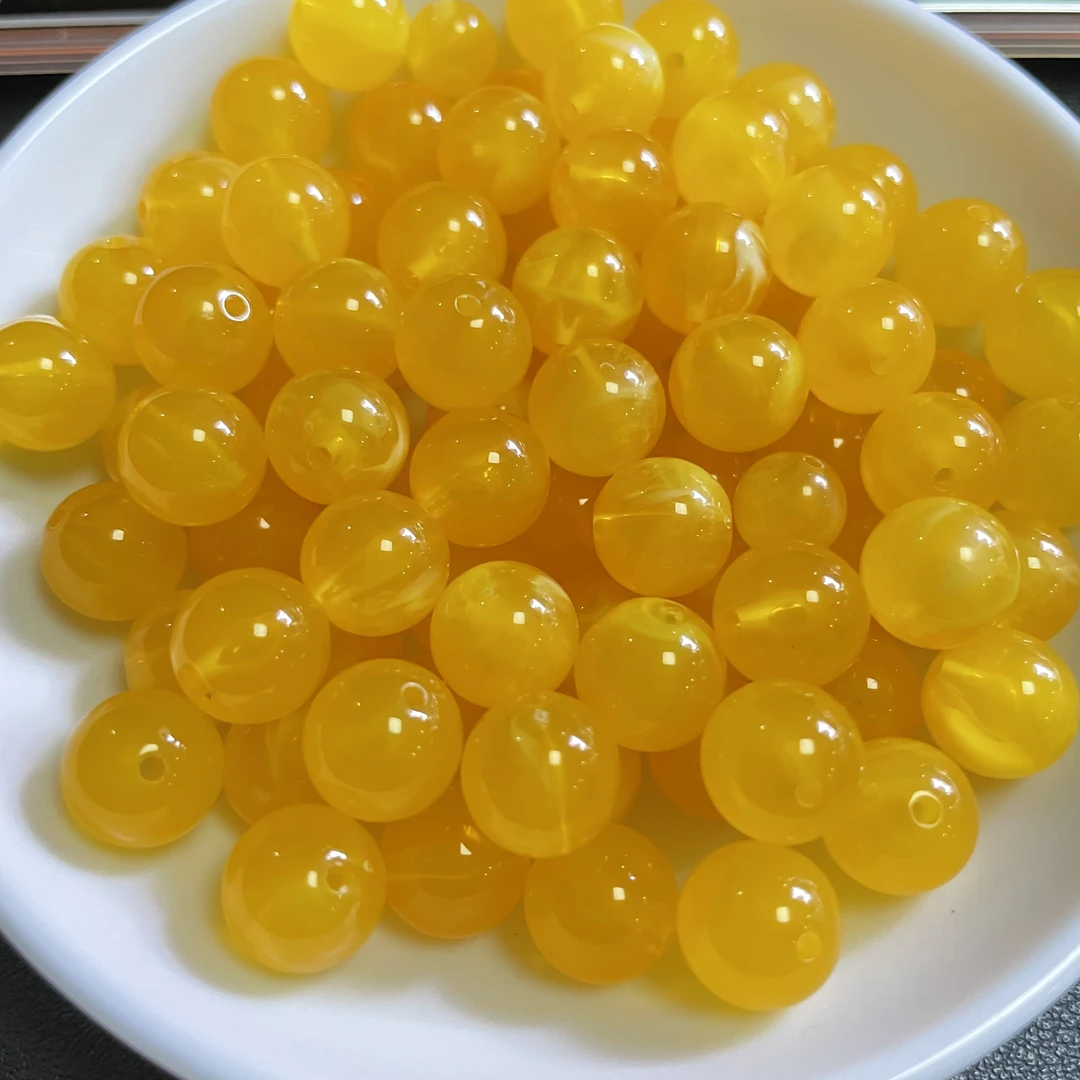 散珠蜜蜡满蜜鸡油黄677  10mm*   20颗（赠弹力绳）
