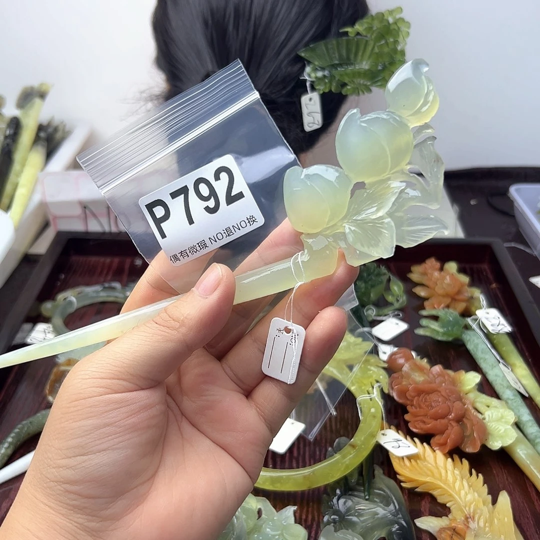 蛇纹石玉合金发饰美**空