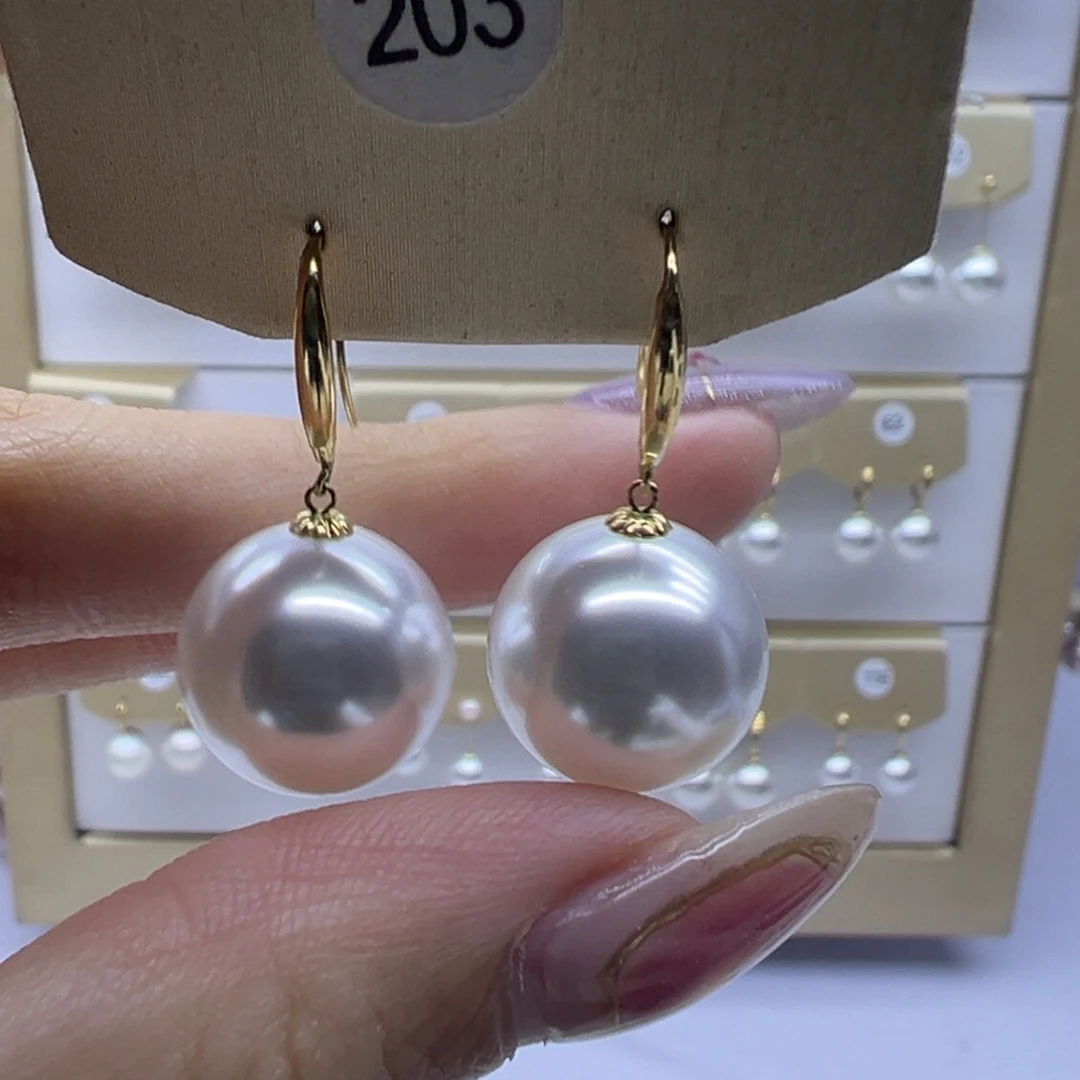 淡水珍珠耳饰18K金镶嵌