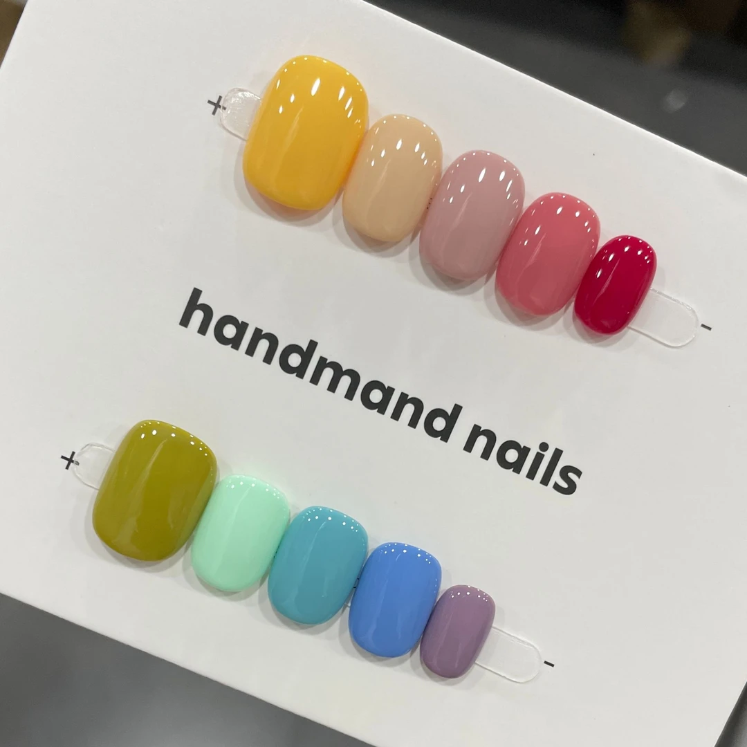 【马卡龙】新款纯手工彩色穿戴甲彩虹色夏日显白小众短款美甲