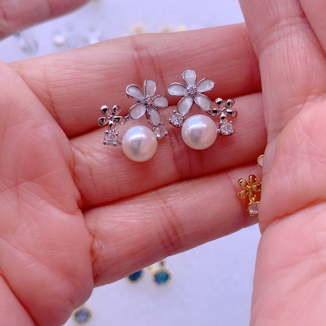 淡水珍珠合金耳饰