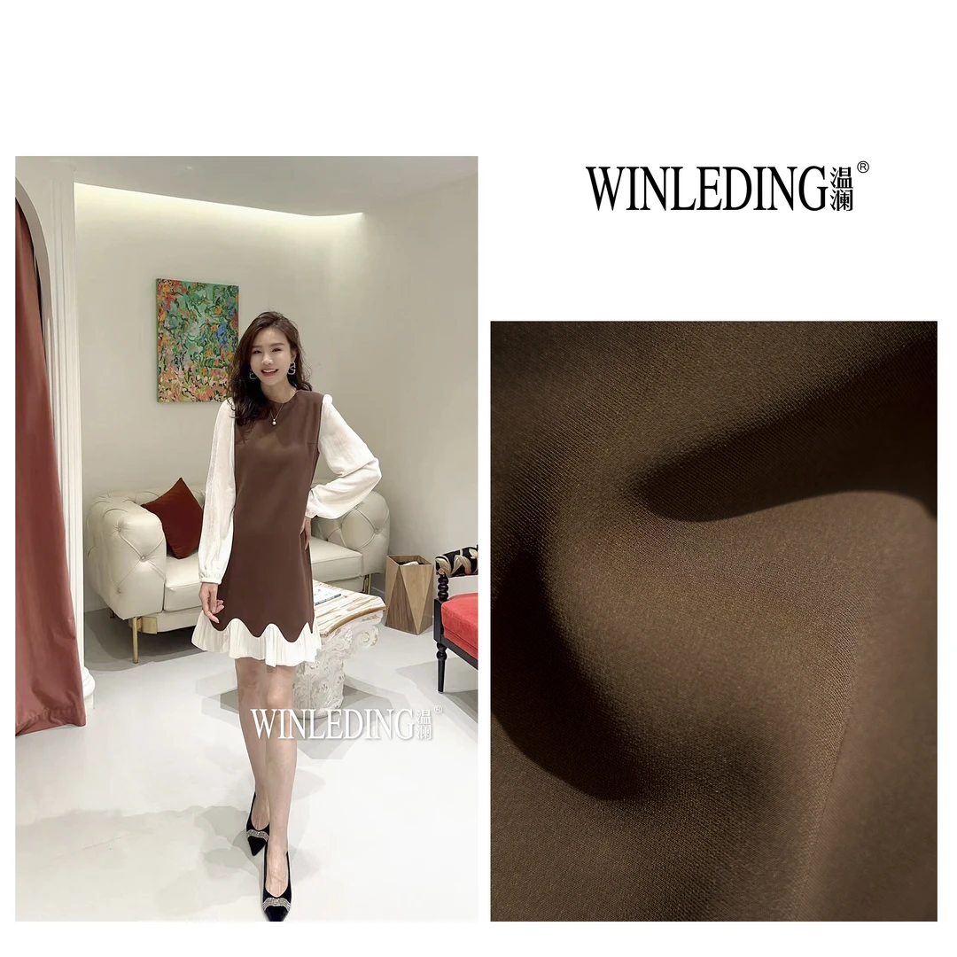 温澜服饰·雅“凯瑟琳”撞色丝绒袖拼接连衣裙50915