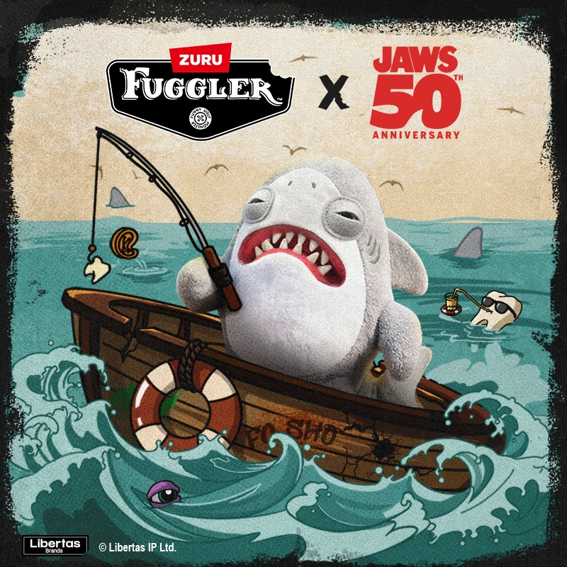 FUGGLERx大白鲨玩偶毛绒公仔大白鲨电影50周年限量款收藏生日礼物