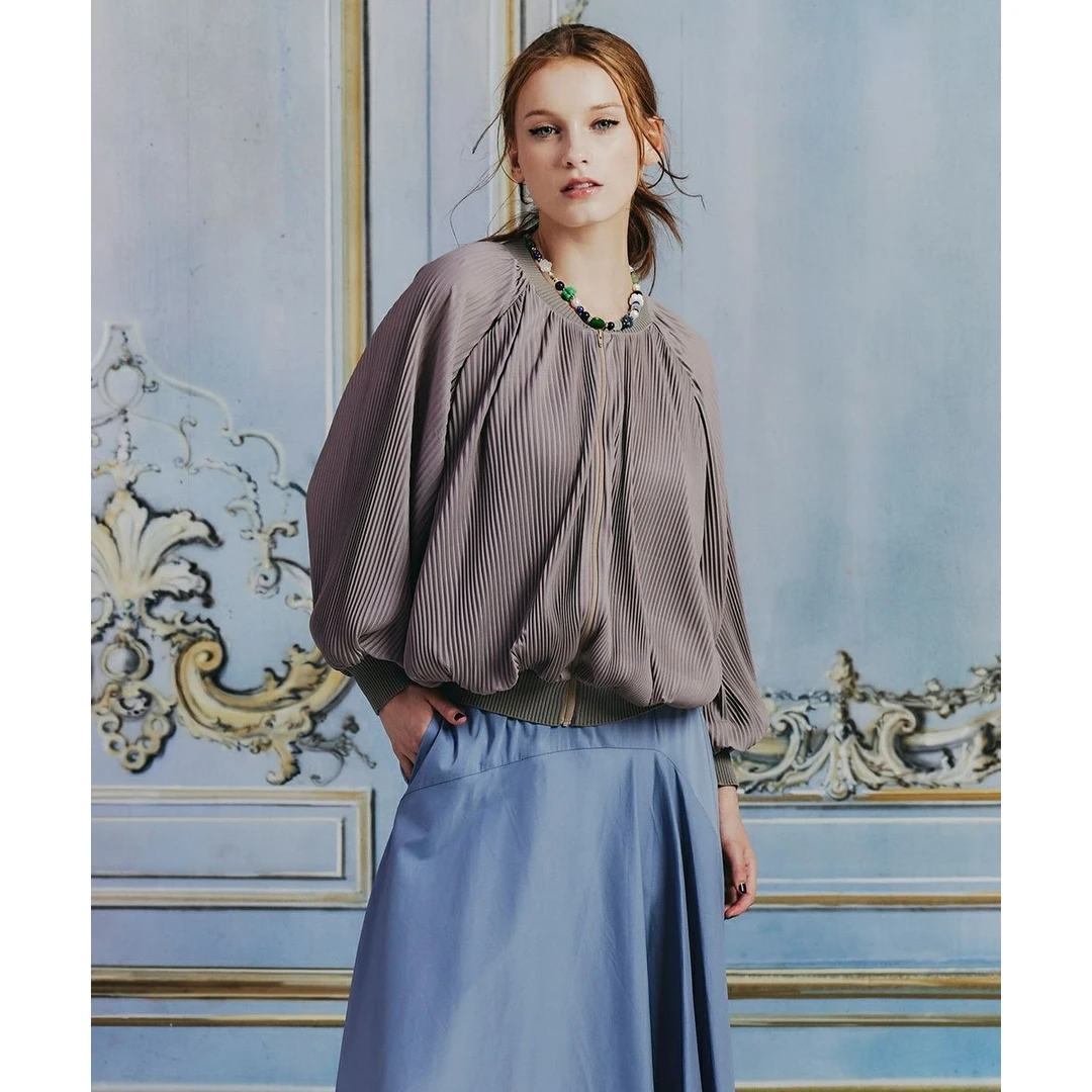 【胖虎家】夏季新款 D 时尚休闲气质宽松洋气圆领褶皱条纹衬衫