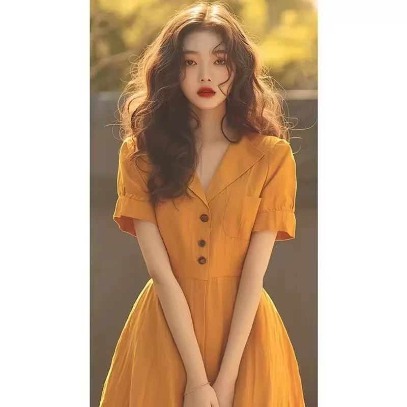 273 法式高级感时尚那不勒斯裙女气质超好看高端精致衬衫连衣裙女