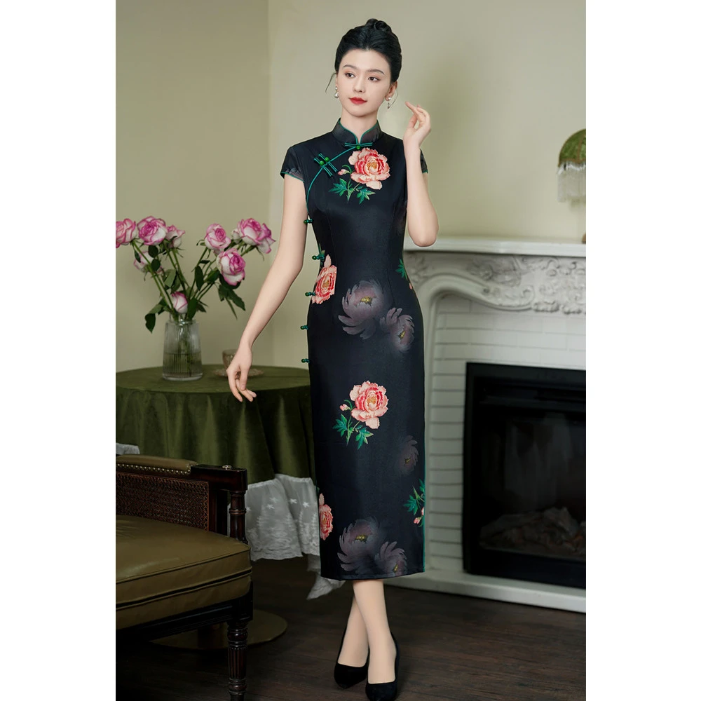 【知君】手工高端旗袍夏女2025新款日常复古改良国风连衣裙气质长款
