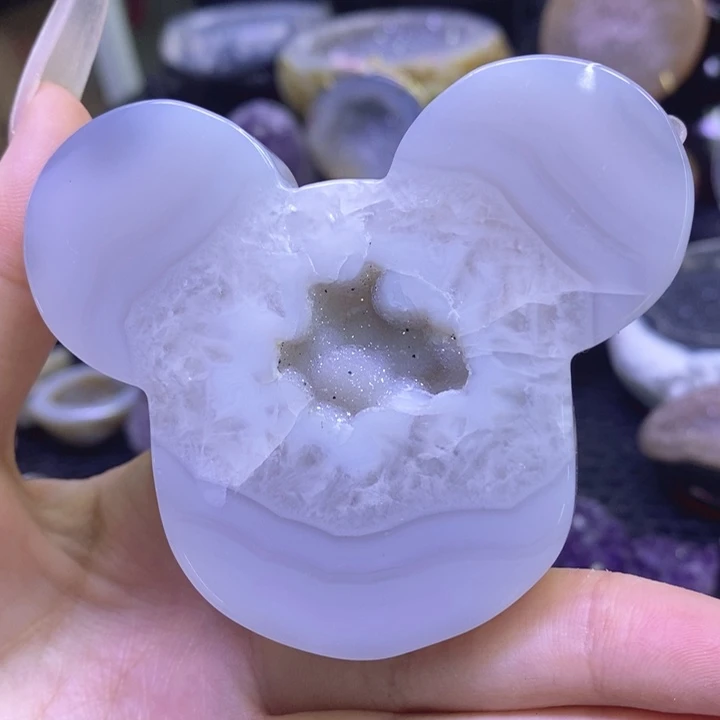 未镶嵌珠宝半成品紫晶米奇摆件