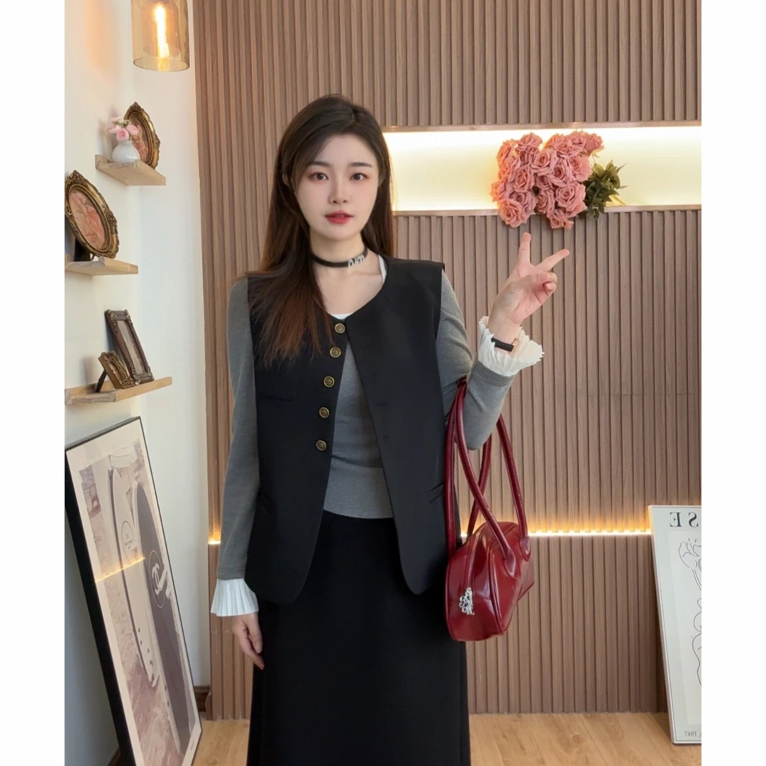 【仅马甲】花老爷微胖冬季新款金扣西装马甲HLY3129