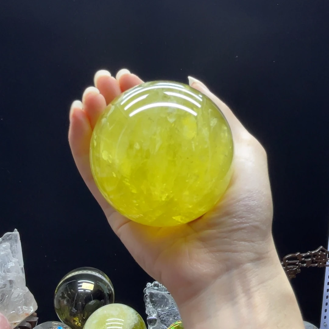 hh黄水晶球h1612未镶嵌水晶聆**声