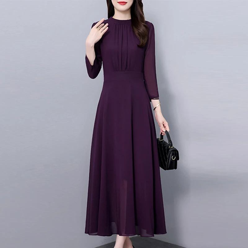 长袖雪纺2025秋款连衣裙减龄显瘦气质收腰女装贵夫人洋气长裙