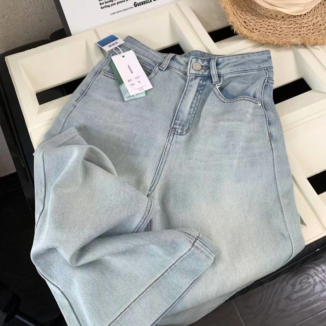 『雨美 Show』1501夏季百搭宽边牛仔九分裤