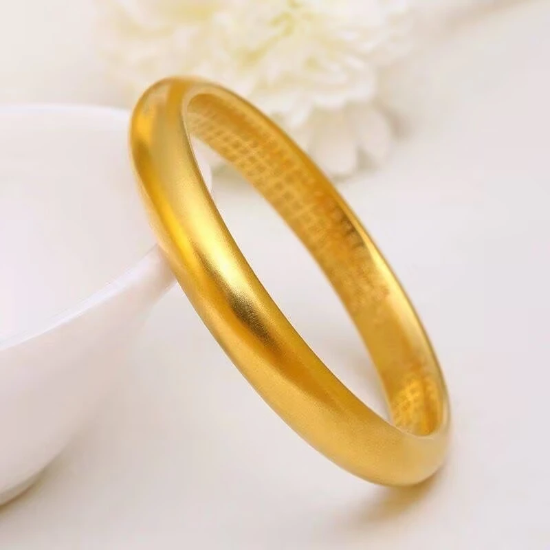 铜合金手镯 古法传承泥鳅背手镯女8N闭口心经手镯金色高档镯子