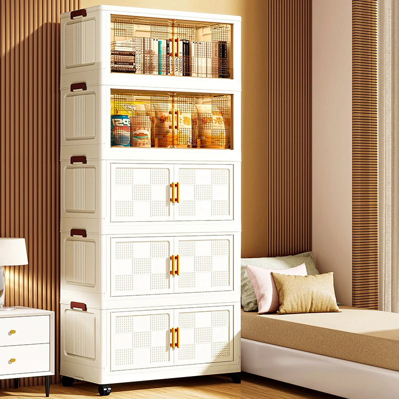 TM50cm【四-五层】可折叠免安装收纳柜零食储物柜客厅杂物收纳柜