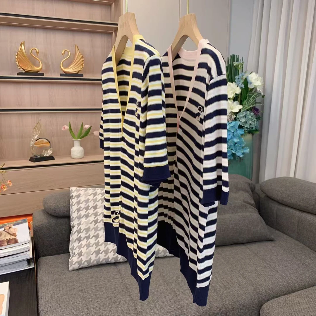 【美姐说】V领短袖条纹衫2527