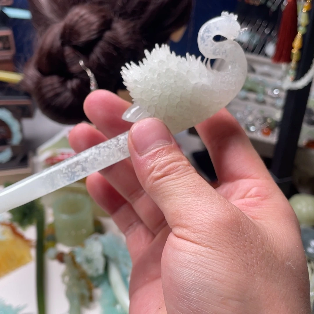 【闪购商品】蛇纹石玉发饰未镶嵌霖*