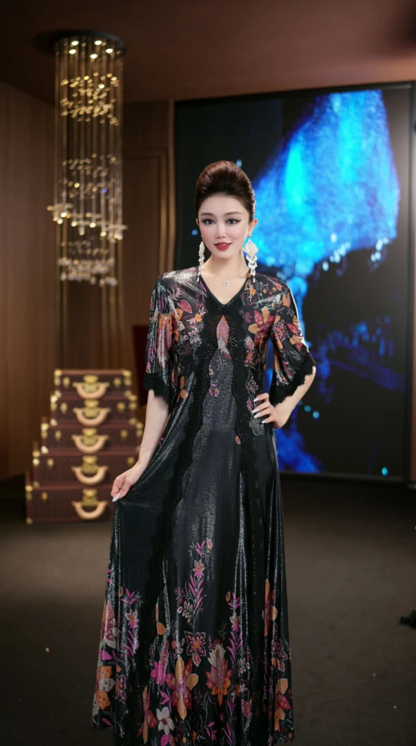 (娴儿)-蕾丝显瘦气质高贵法式设计师连衣裙D29218