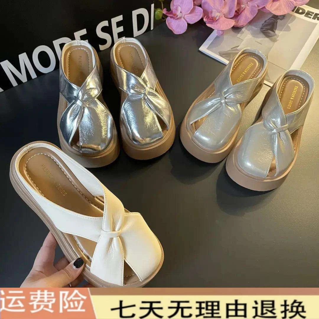 2025夏季新款厚底玛丽珍鞋女士外穿时尚百搭休闲软底防滑包头拖鞋