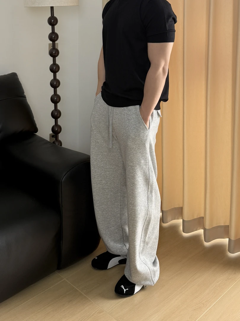 CARELESS空气层薄款凉感弯刀版型卫裤运动健身宽松透气直筒休闲裤