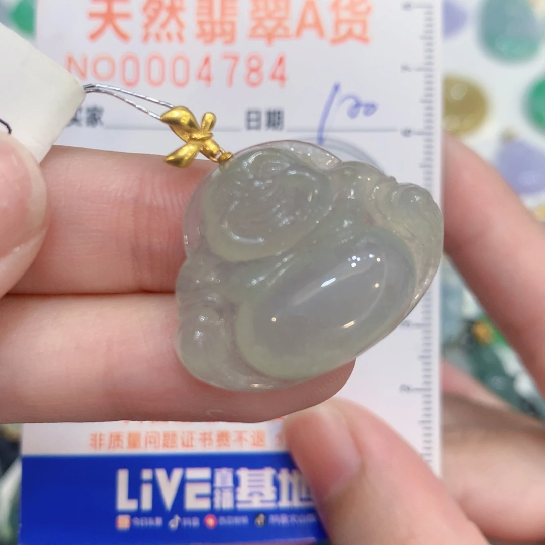 翡翠18K金镶嵌颈饰佛公