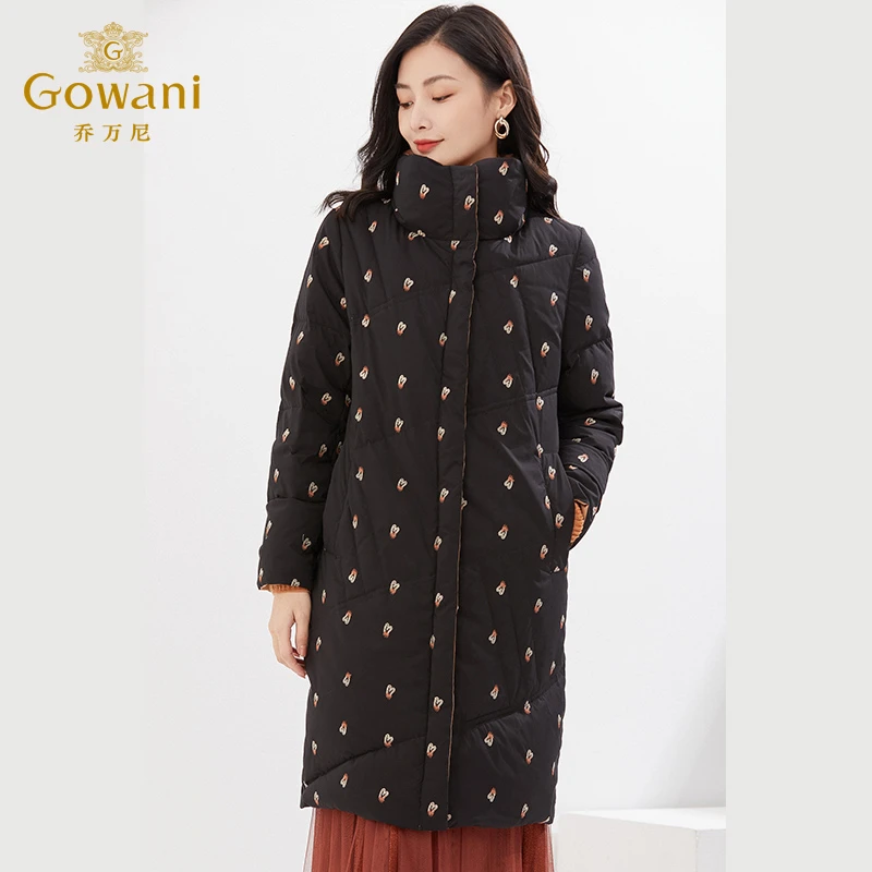 拉链长款羽绒服梭织冬季中长款连帽休闲经典防风保暖时尚秋冬