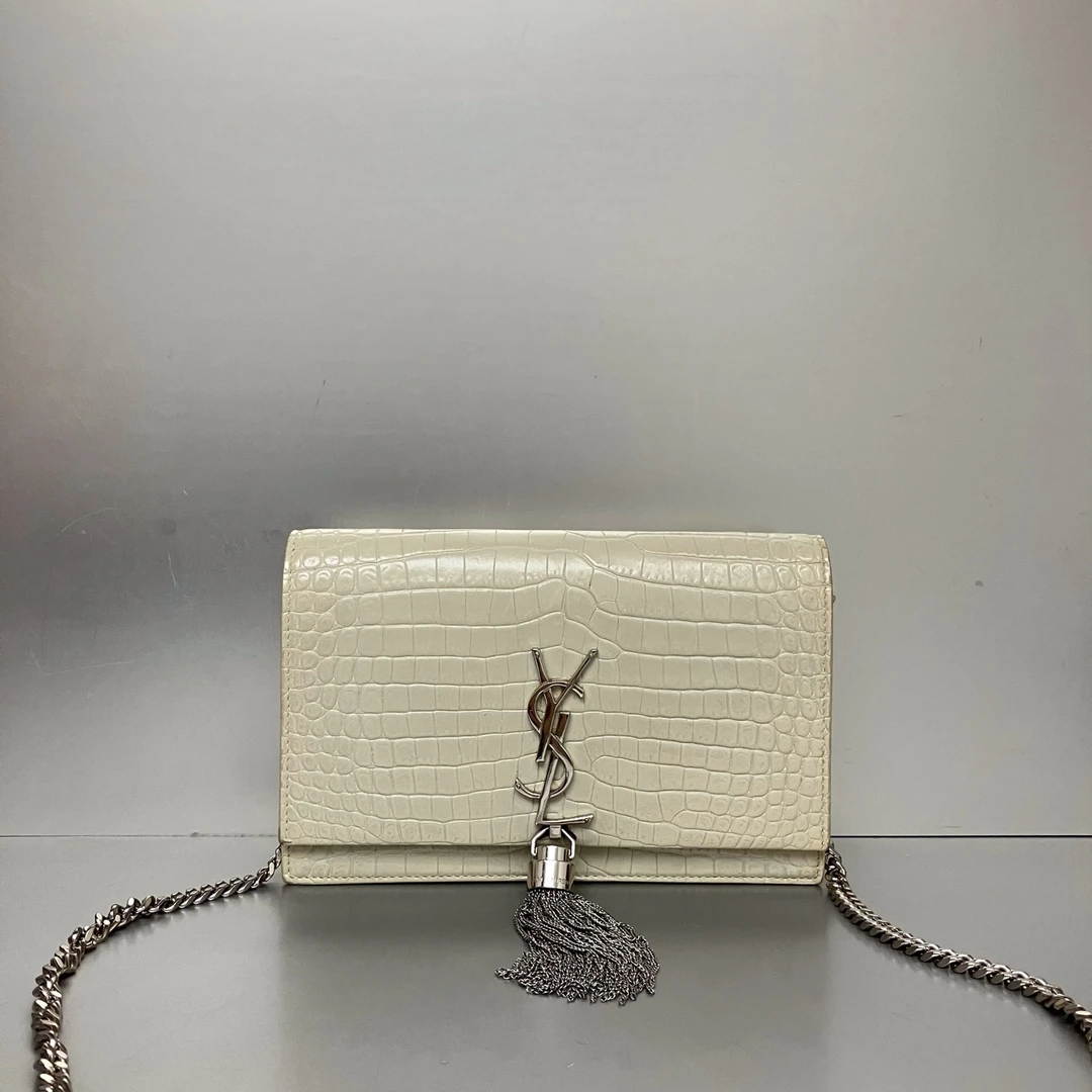 99新 YSL/圣罗兰 圣罗兰 kate鳄鱼压纹流苏mini 98新·