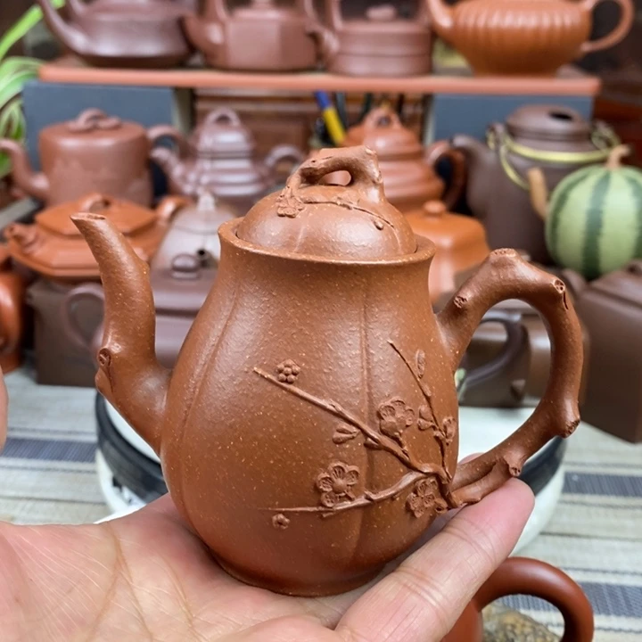紫砂茶壶傲梅神韵180cc原矿宝山红降坡泥新年特价