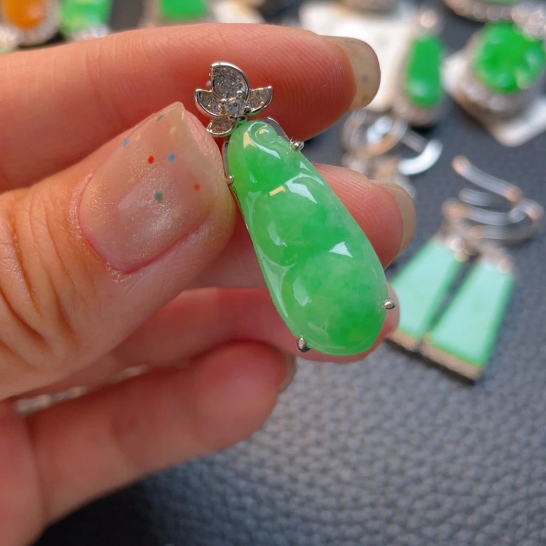 翡翠银S925镶嵌吊坠(不含链)