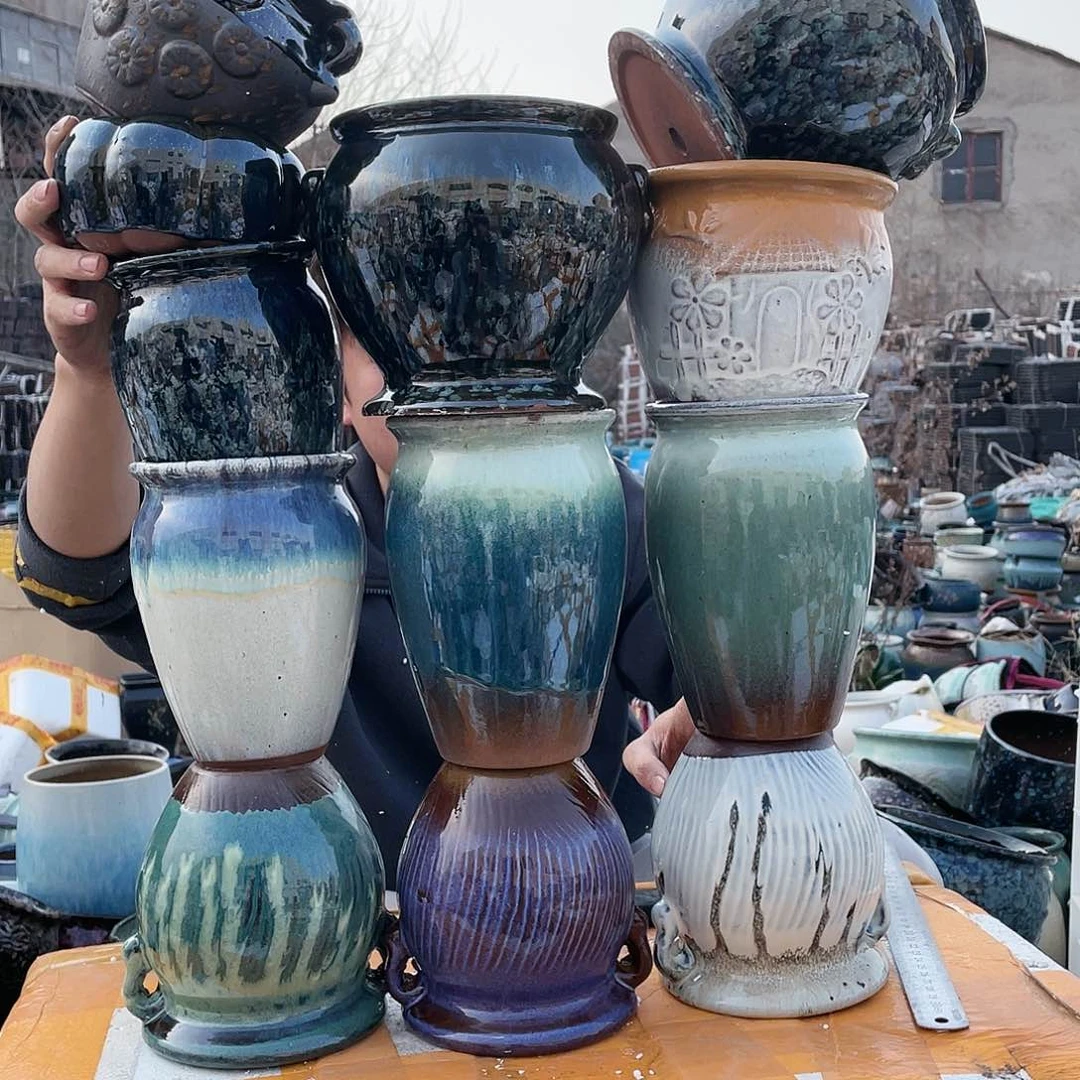 无铅玻璃宜兴紫砂花盆套组