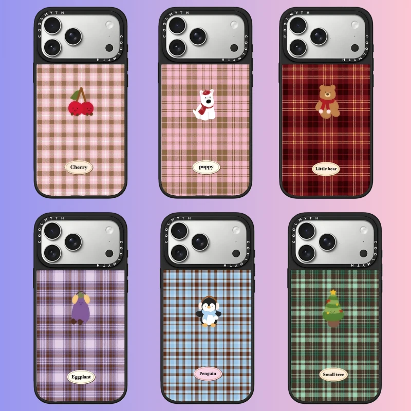 秋冬复古格纹适用于苹果17ProMax/16/15简约磨砂创意手机壳保护套