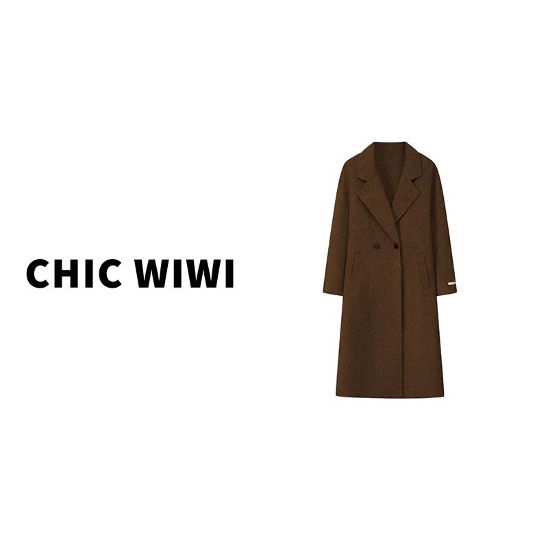 CHIC WIWI 雪夜北国绵羊毛高级感百搭长款大衣DY037454