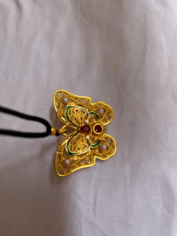 非金属棉绳项链 中国风首饰品彩色优雅烧蓝女时尚蝴蝶/