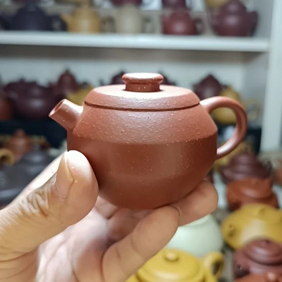 茶壶紫砂原矿红降坡粗砂巨轮150cc半手工