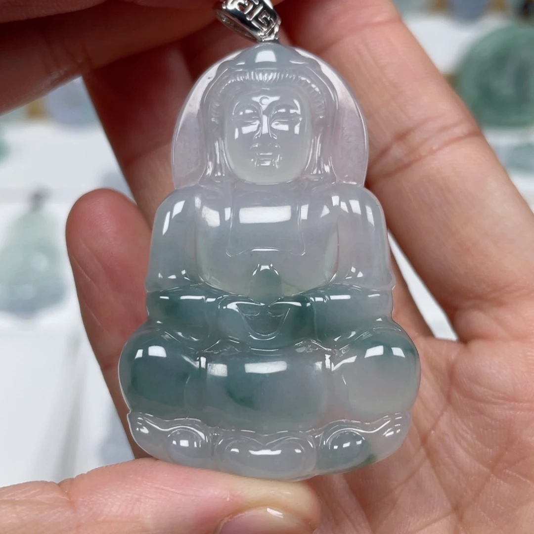 翡翠颈饰未镶嵌天然翡翠A货观音71号