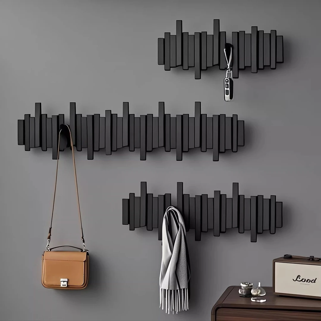 钢琴键实木挂衣架墙上壁挂免打孔挂钩卧室门后放东西挂包包衣帽架