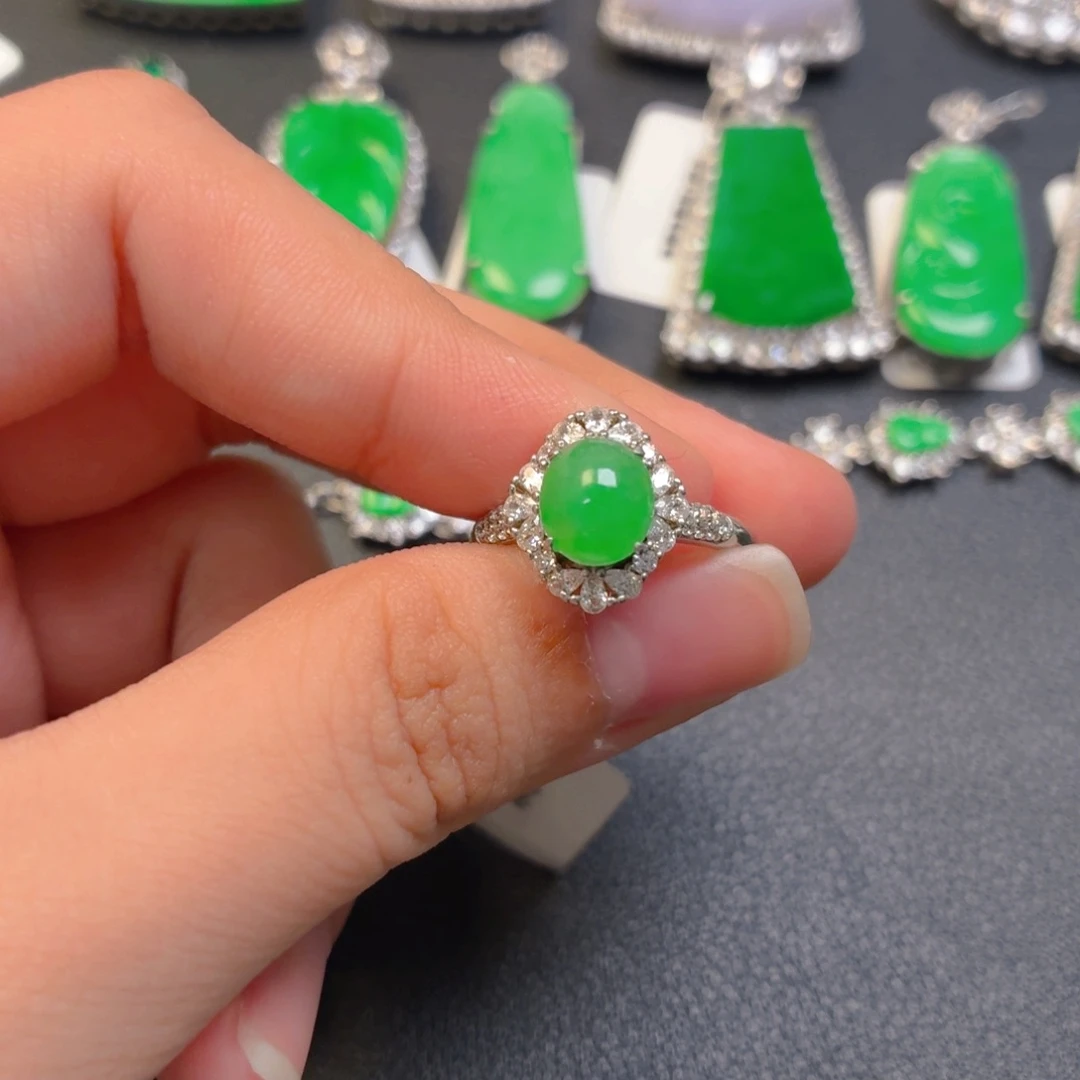 翡翠银S925镶嵌吊坠(不含链)