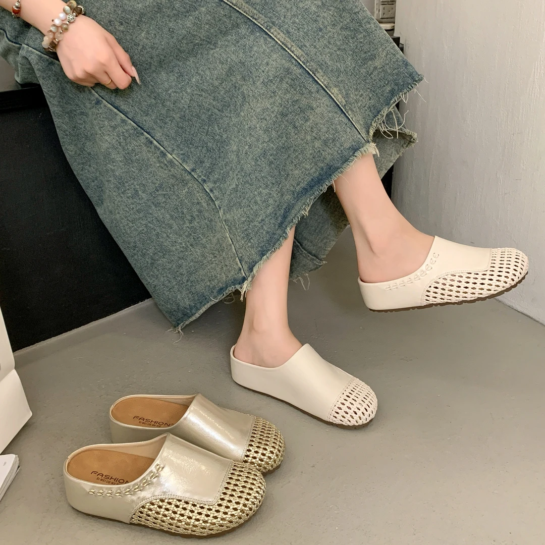 夏季透气软底外穿罗马鞋时尚休闲编织镂空洞洞内增高时尚凉拖鞋女