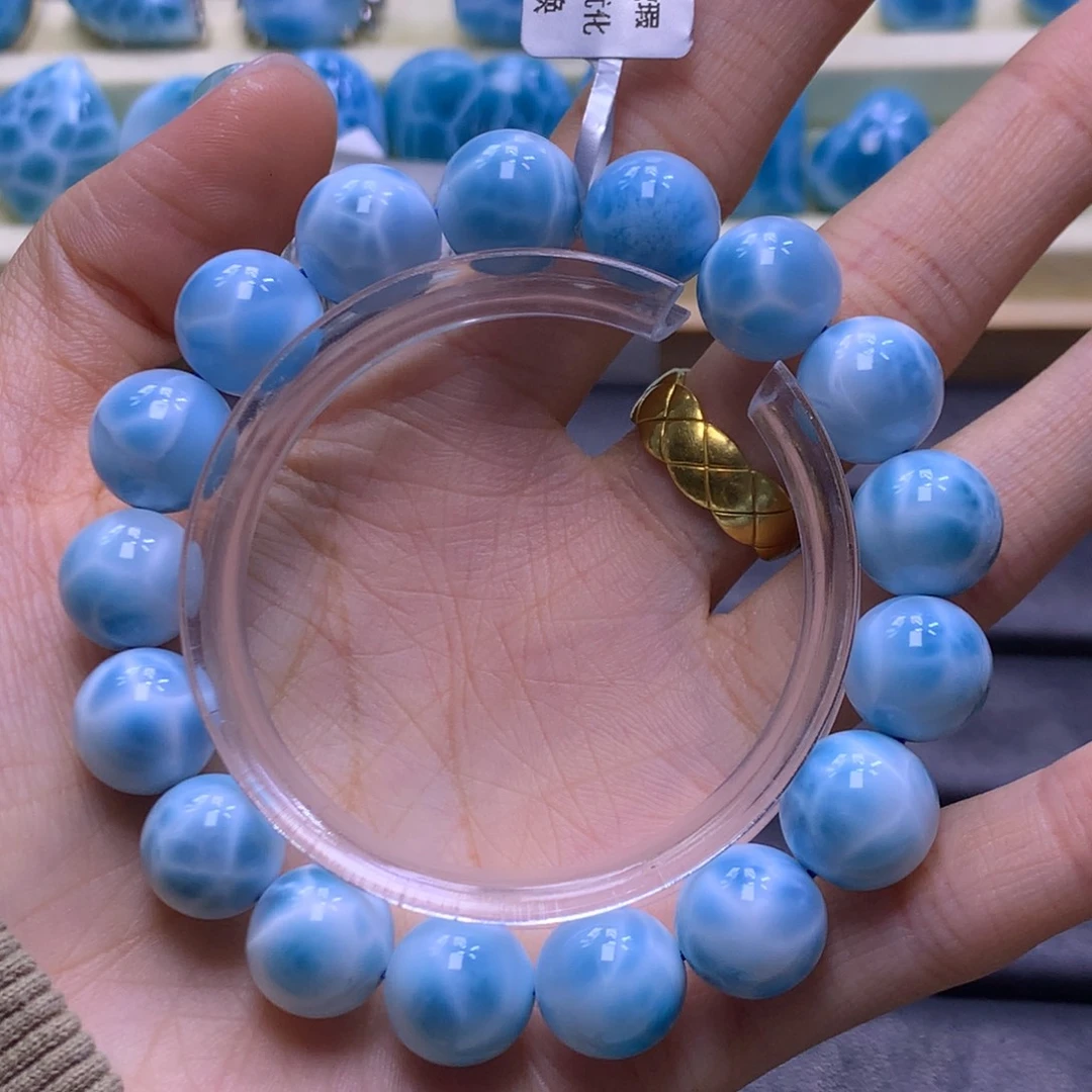 针钠钙石（海纹石）未镶嵌手链精品12mm手串色差略异