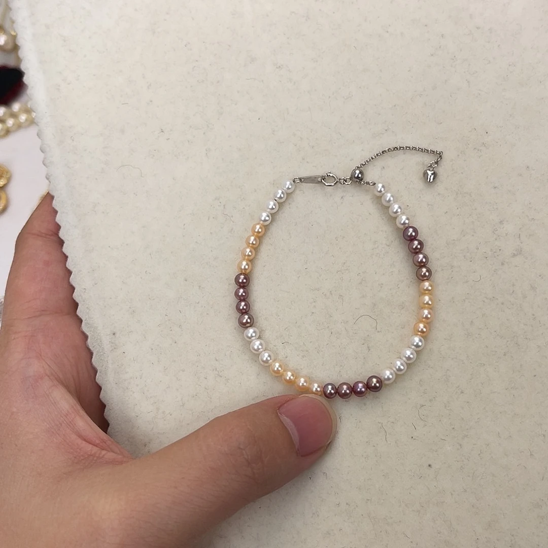 银S925镶嵌手绳淡水珍珠