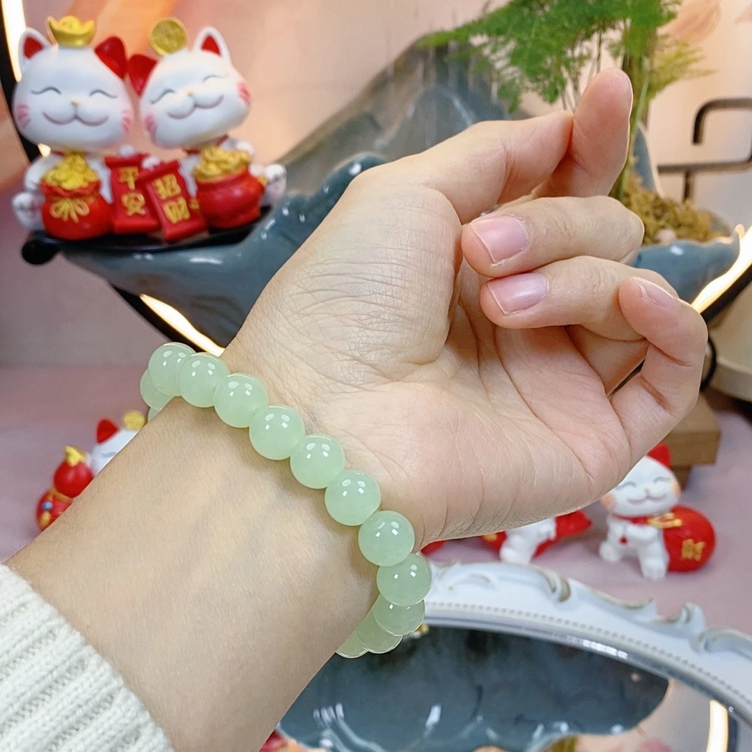 880卡绿色卡10MM手工DIY串珠素圈手串女