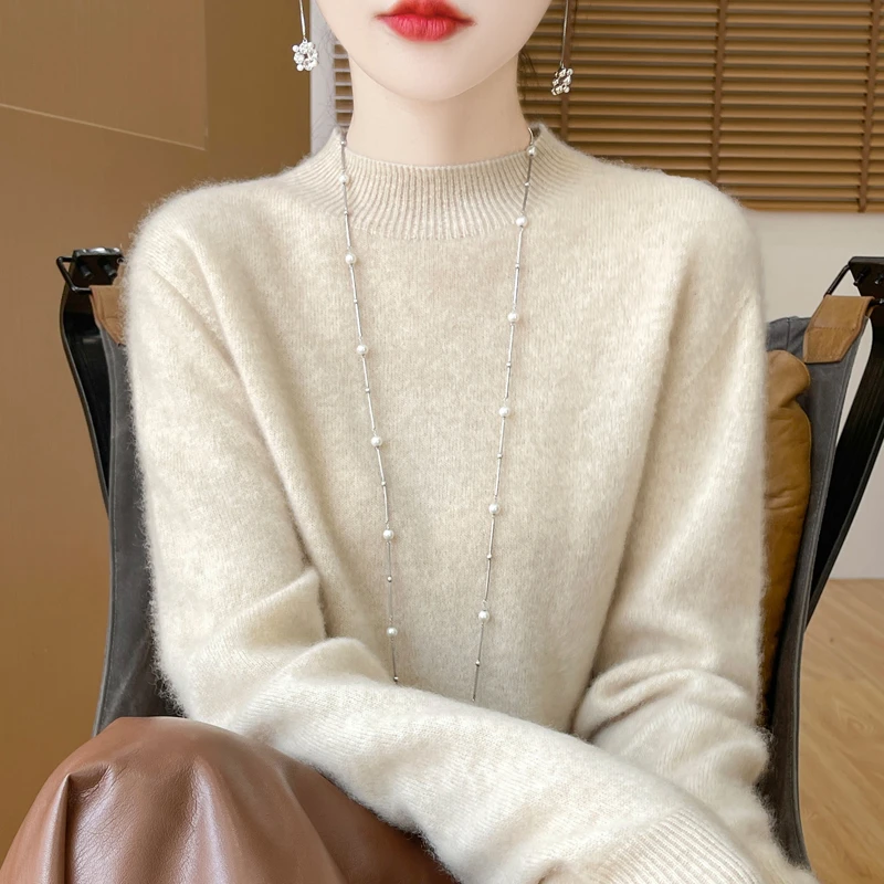 人手一件~必入款100%纯羊毛衫半高领一线成衣新款宽松显瘦打底衫