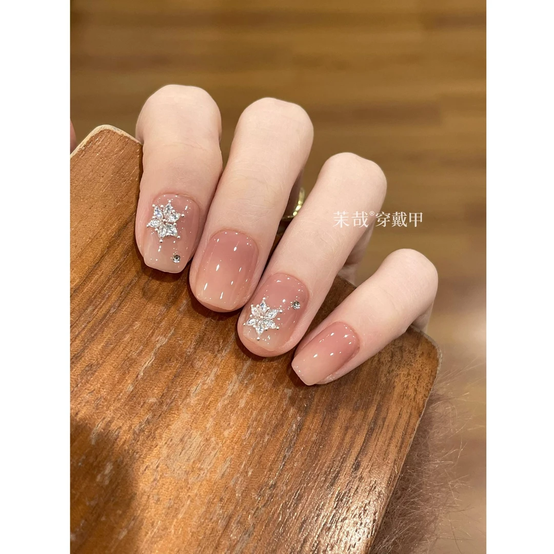 茉哉皮皮【冰雪繁星】纯手工定制美甲拆卸穿戴甲A5140