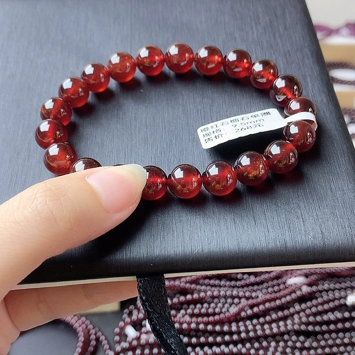 未镶嵌手链水晶橙红石榴石9.5mm单圈