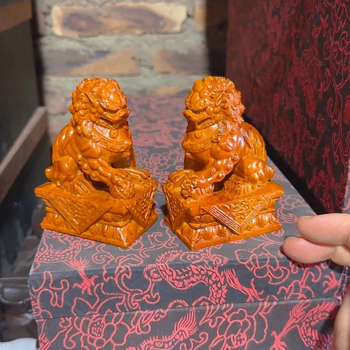 木花梨木11宫门狮一对