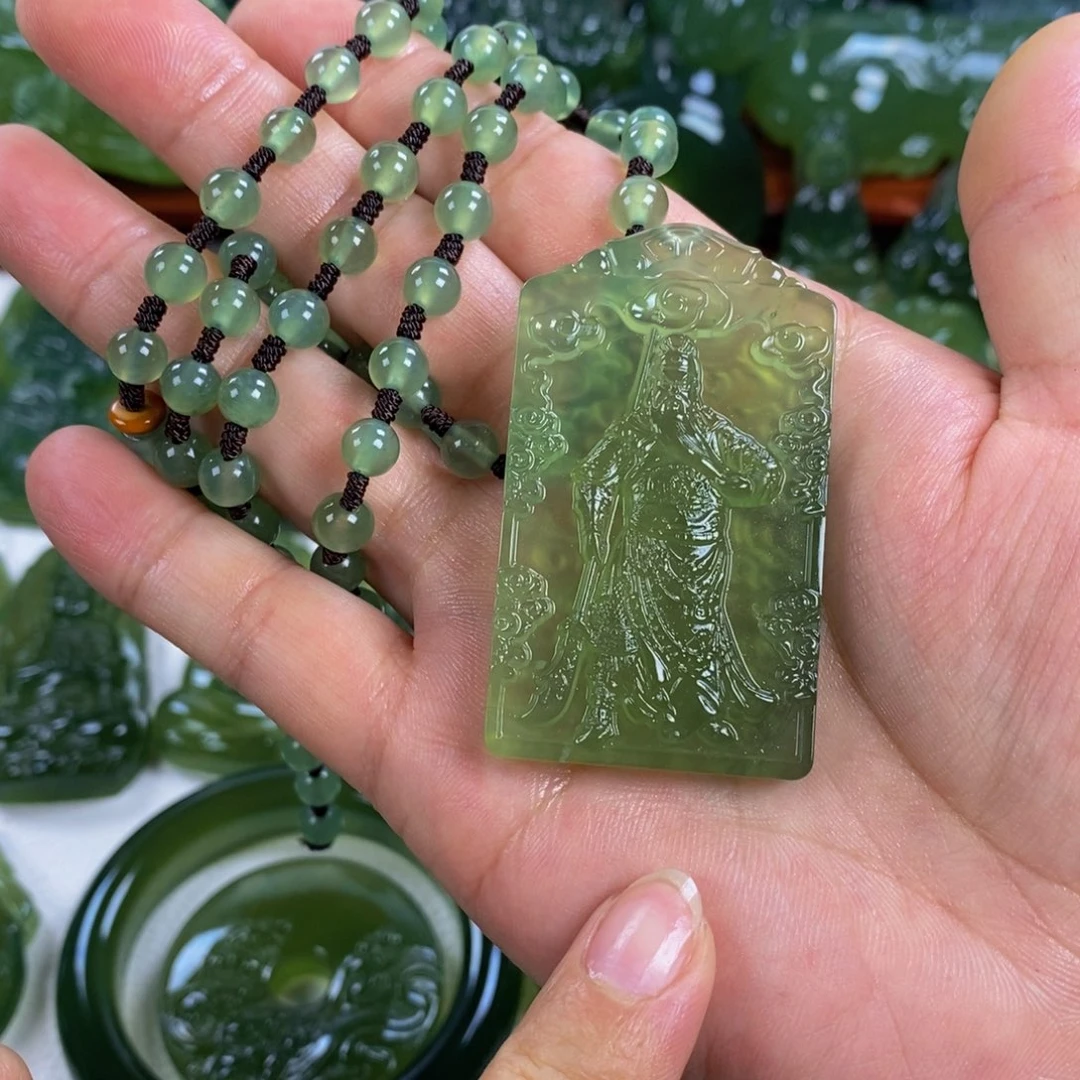 白***沙未镶嵌岫玉挂件挂件