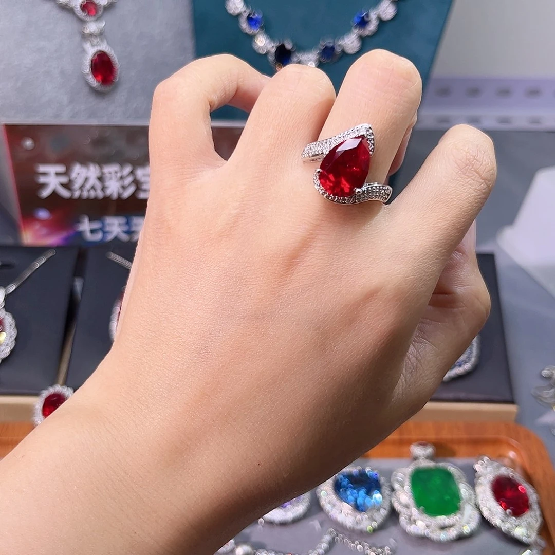 银S925镶嵌戒指红宝石w 31