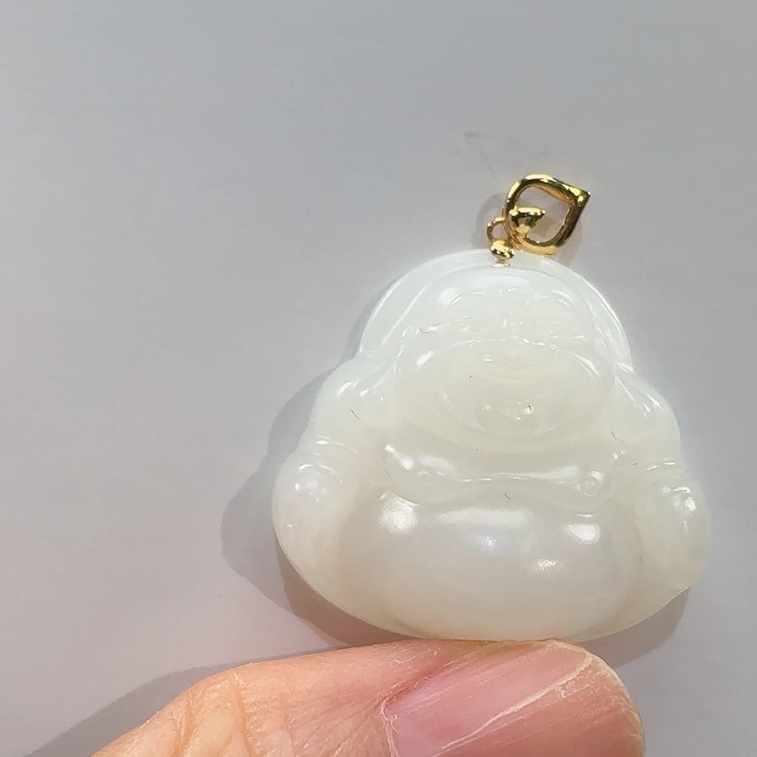 和田玉18K金镶嵌颈饰