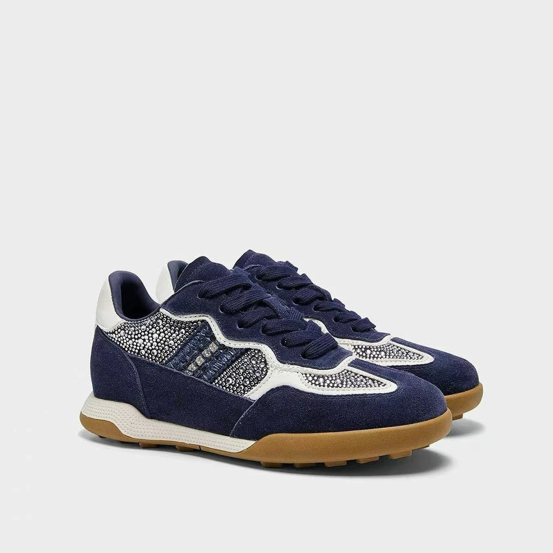 C9748 兰色  时尚休闲鞋女2025秋季新款舒适百搭德训鞋