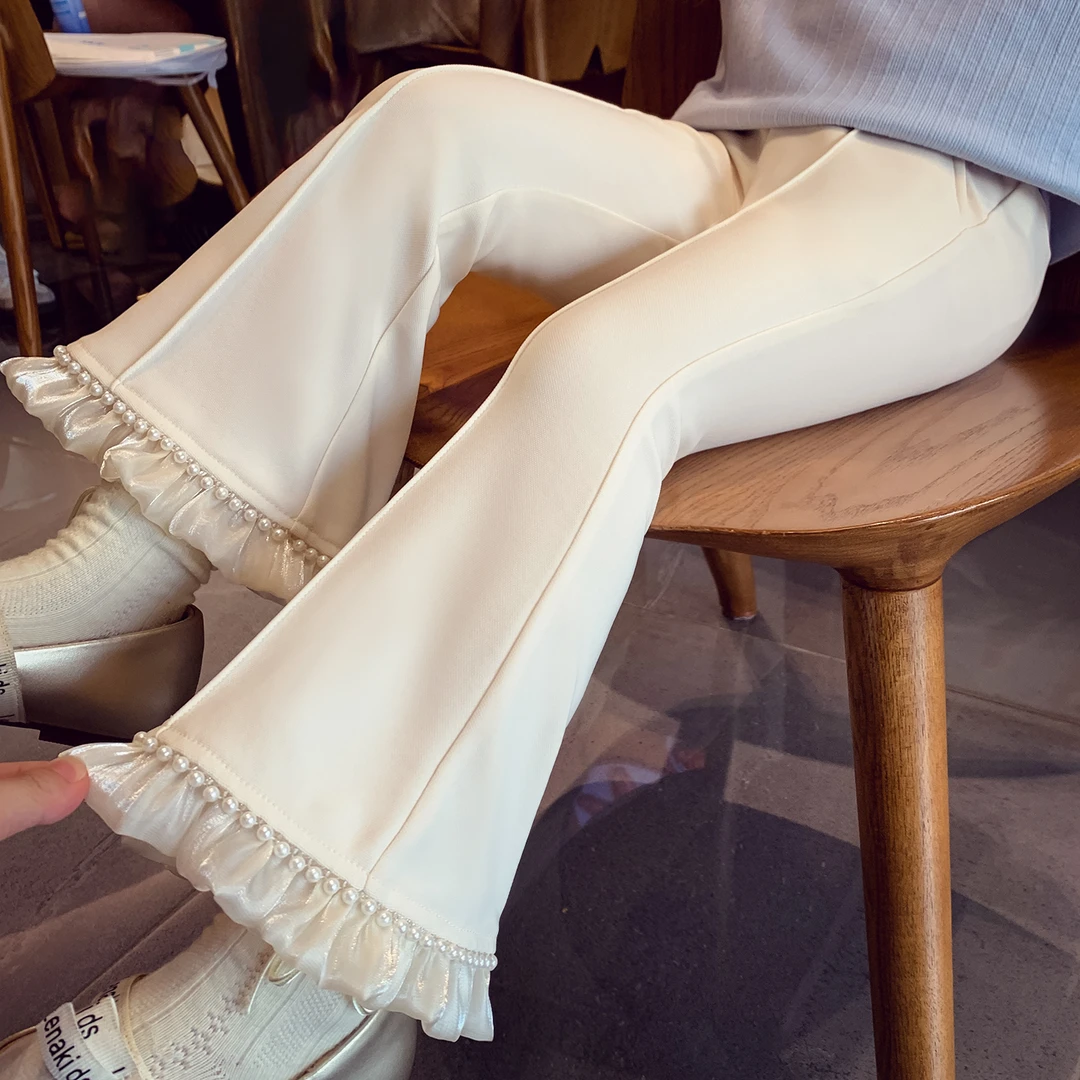 女宝宝休闲裤秋季长裤韩版喇叭裤花边少女风小女孩裤子女童秋装