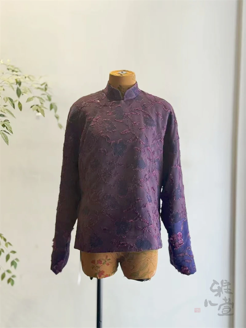 雅儿萱 2025 立领斜襟暗扣拼接袖棉袄 定制