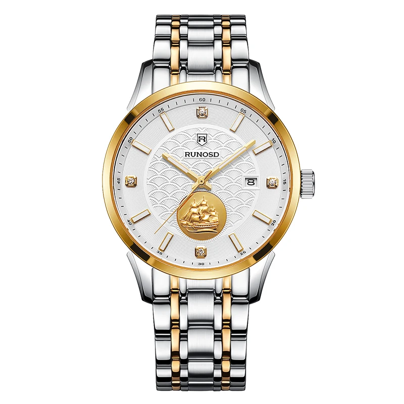 RUNOSD R/斯诺威登官方正品一帆风顺24K金自动机械表男表夜光升级